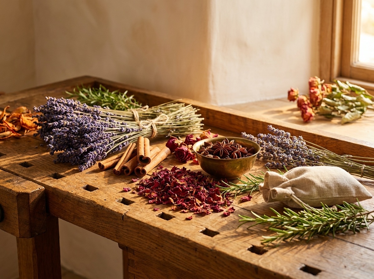 Dried lavender, rose petals, and spices on a workbench — A Pleasant Scent in the Wrong Place Will Cost You