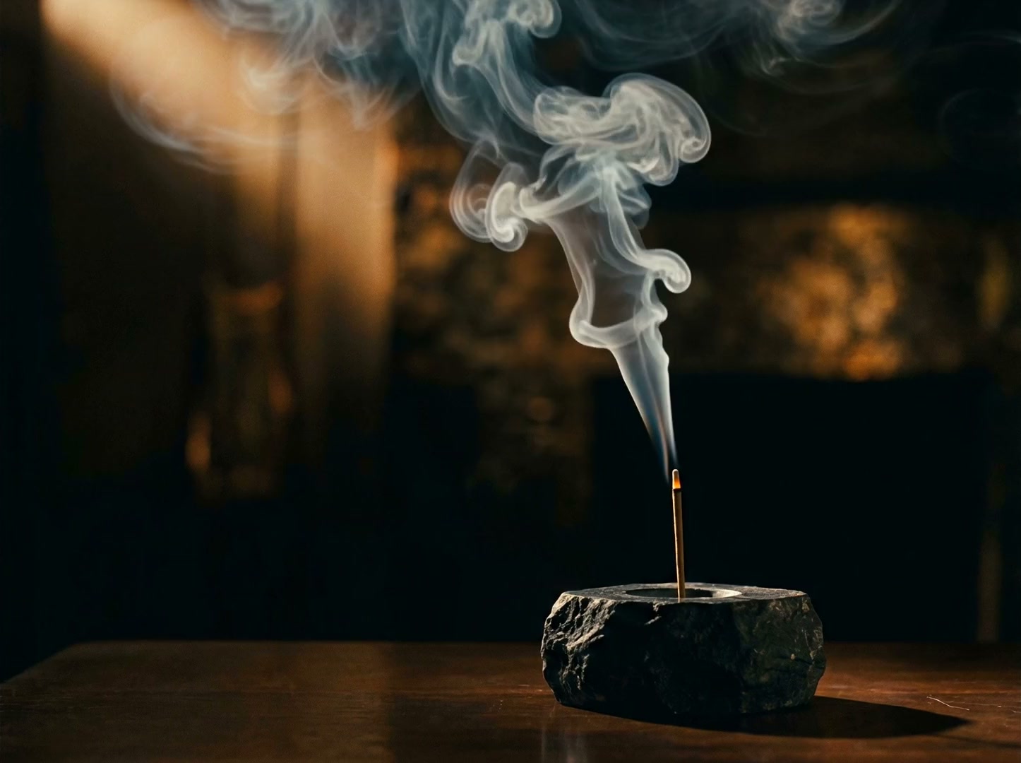 Incense smoke rising in warm light — LASCENTING, Our Story