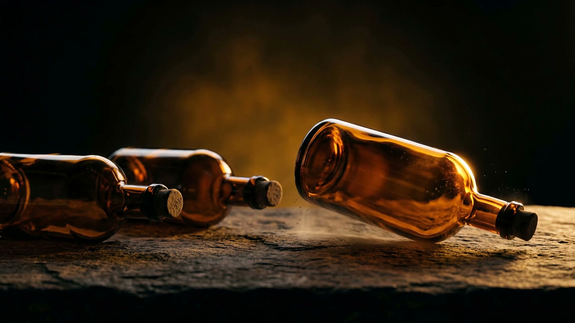 Amber glass bottles on dark stone — the LASCENTING White Label Collection